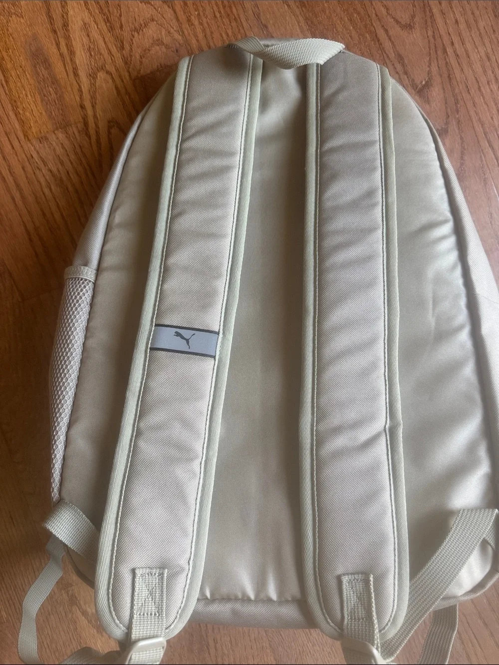 Puma Beige Logo Backpack with Front Zip Pocket